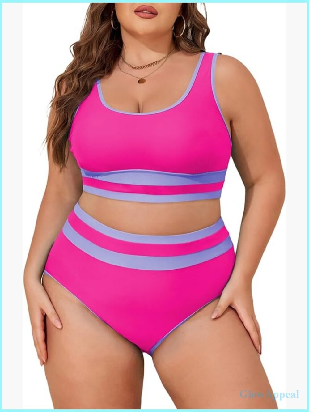 Plus Size High Waisted Bikini Set Scoop Neck Two Piece Swimsuits 3X